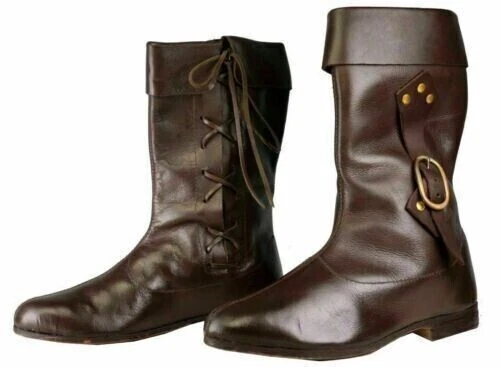 Stivali lunghi medievali in pelle SU MISURA neri rievocazione da uomo scarpa pirata costo
