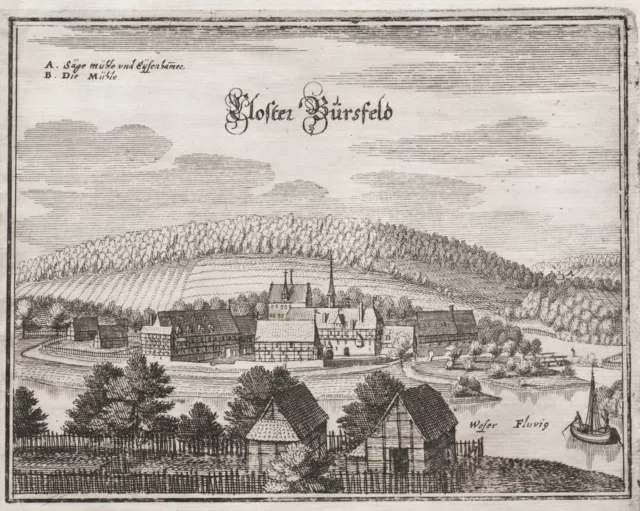 Bursfelde Göttingen Niedersachsen Hemeln Kupferstich Merian 1650