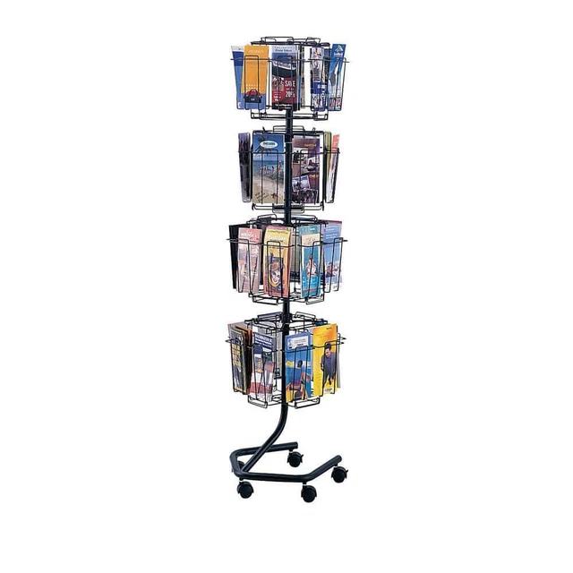 Safco Wire Brochure Display Rack 15" W X 60" H, Free Standing Shelves Poles