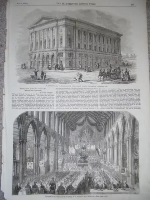 Bradford Music Festival St Georges Hall  1853 print ref AC