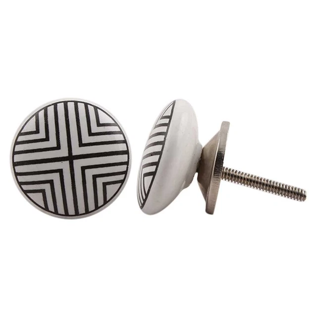 Matériel Céramique Boutons Pour Garde-Robe Et Tiroirs Rayure Plat Porte Set De 4