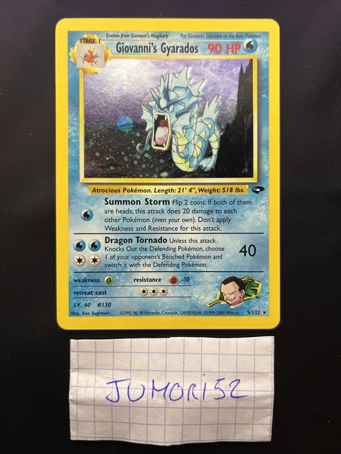 Pokemon Card Giovanni Gyarados 💧 5/132 Holo Gym Challenge  English 1999 Wizards