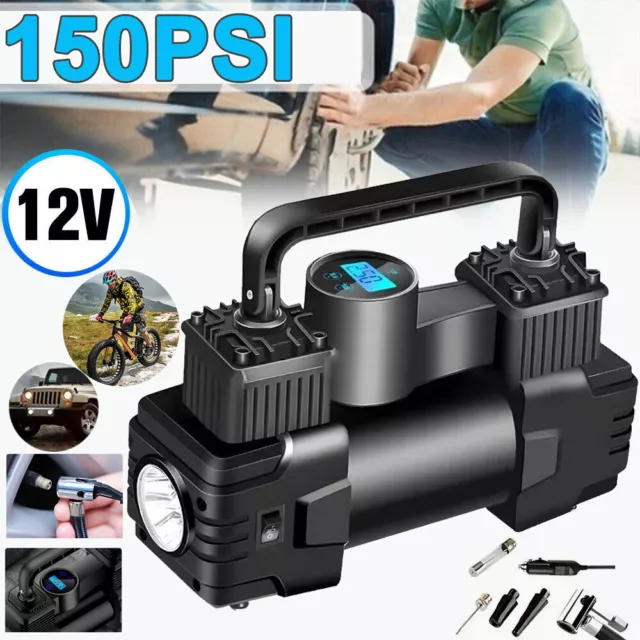 12V Electric Car Tyre Inflator 150PSI Portable Air Compressor Pump Heavy Duty