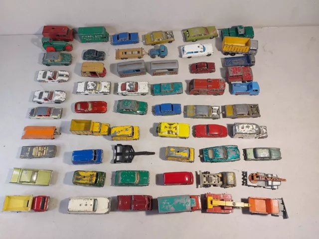 Matchbox Lesney Cars & trucks  job lot vintage diecast playworn bundle of 56