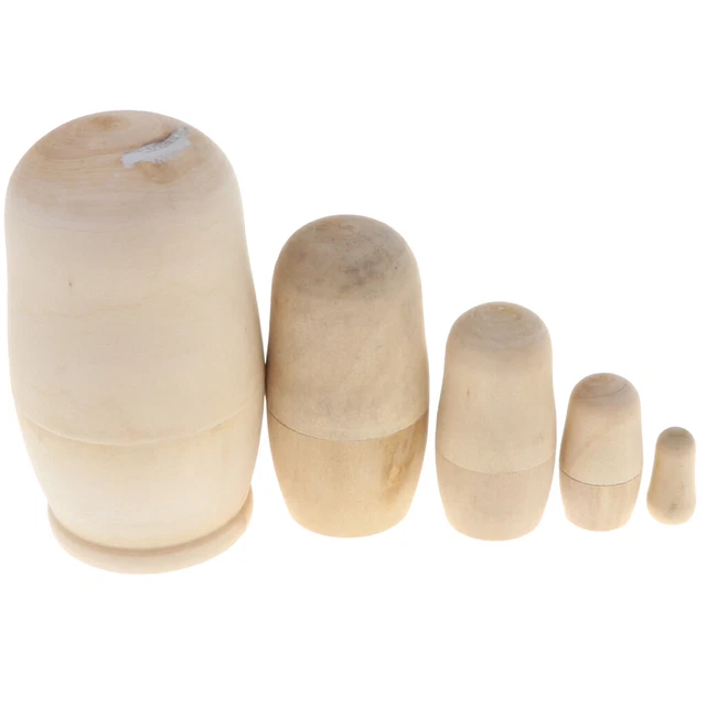 5er / Set Holz Russische   Babuschka Matrjoschka 11cm Hoch unbemalt 6