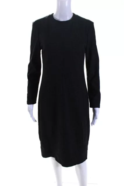 Diane Von Furstenberg Womens Wool Long Sleeve Midi Pencil Dress Black Size 10