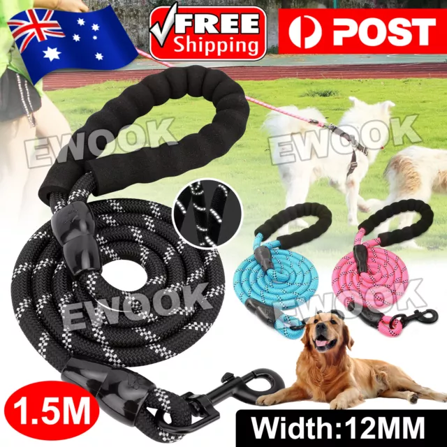 Nylon Training Dog Leash Heavy Duty Rope Handle Lead Strong Pet Long Puppy Oz