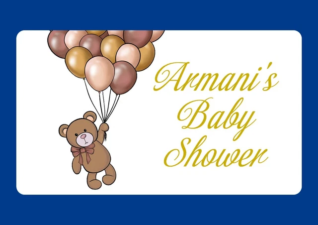 10 Large Personalised Gloss Teddy Bear Baby Shower Birthday Party Bag Stickers