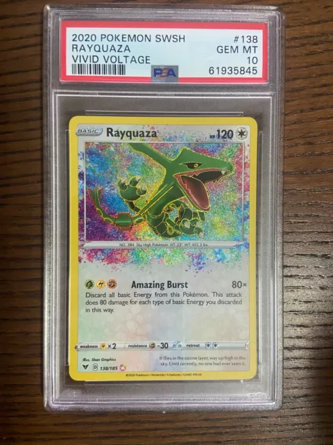 Psa 10 Rayquaza 138/185 - Swsh Vivid Voltage Holo Rare - Gem Mint