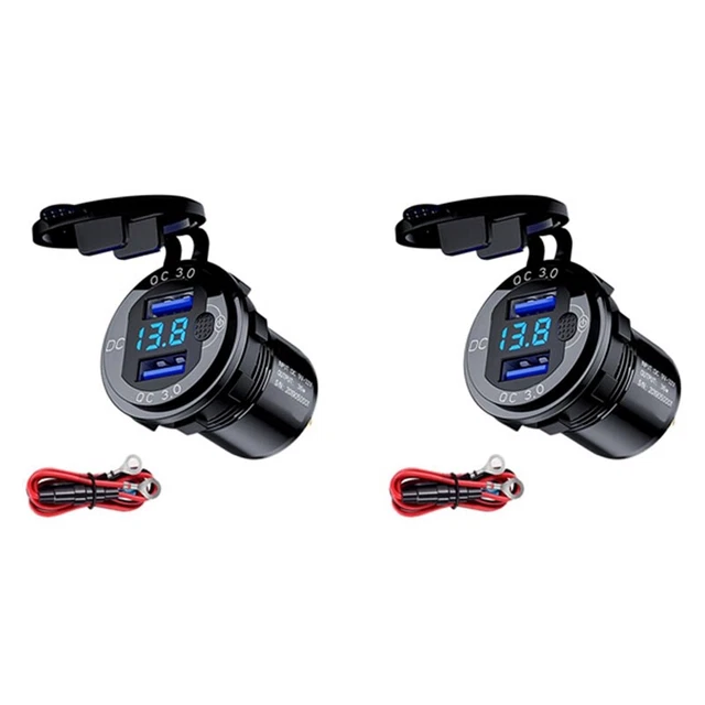 2x QC 3.0 doppia presa caricabatterie auto USB 12 V/24 V caricabatterie USB con switcT9H2 a contatto