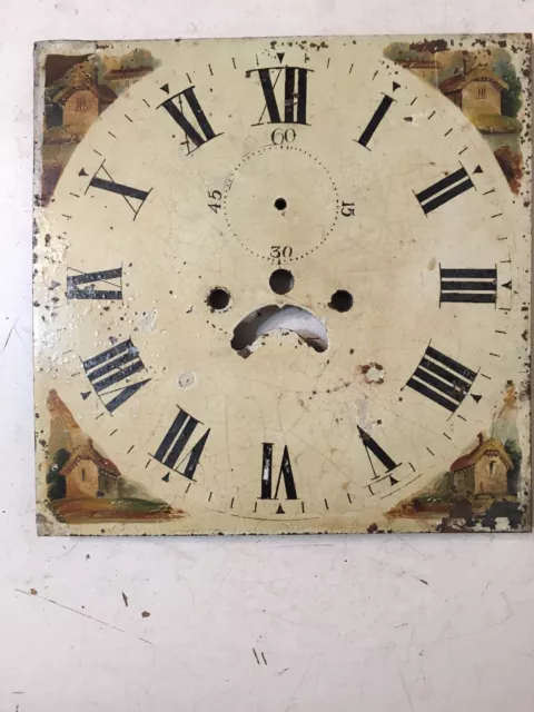 Antique Grandfather Clock Dial Hand Painted Cabin Decoration 1800’s