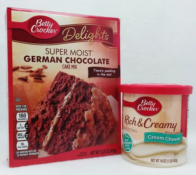 BETTY CROCKER SUPER Moist GERMAN CHOCOLATE Cake Mix & CREAM CHEESE