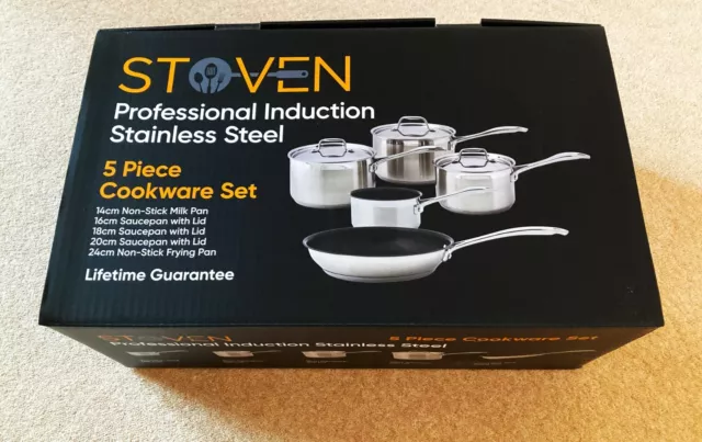 Brand new Stoven stainless steel 5 piece cookware set