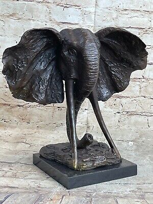 Western Pure Bronze European Style Art Deco Sculpture Elephant Head Statue