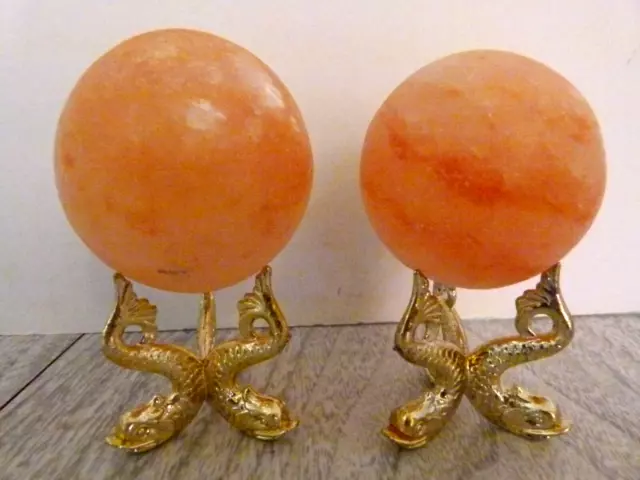 2 Himalayan Pink Salt Massage Spheres Healing Massage Therapy Balls 1.75 & 2"