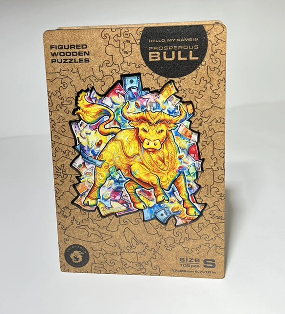 •NEW• Unidragon Wooden Jigsaw Puzzle, Prosperous Bull Small