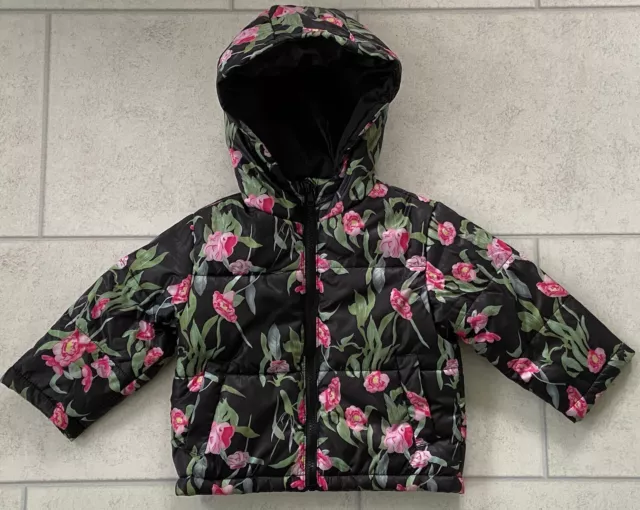 New Girls Shein Black Floral Coat/Jacket Age 3 Years *Autumn/Winter*