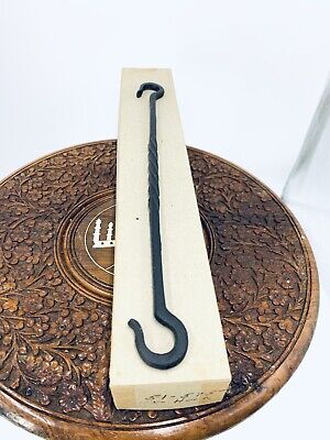 Vintage Hand Made Cast Metal Plant Hanger s-Hook Extension, Black 12.5”