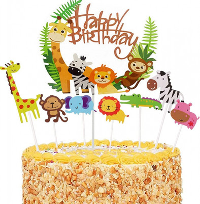 STOBOK 24 PCS Topper Cupcake di Animali per Decorazioni Torta Compleanno per Bambini 