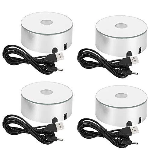 4Pcs Led Light Base,Multicolor Changing Usb Power Light Display Base Show Sta...