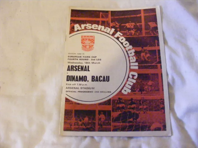 1969 1970 Arsenal v Dinamo Bacau  European Fairs Cup 4th Round