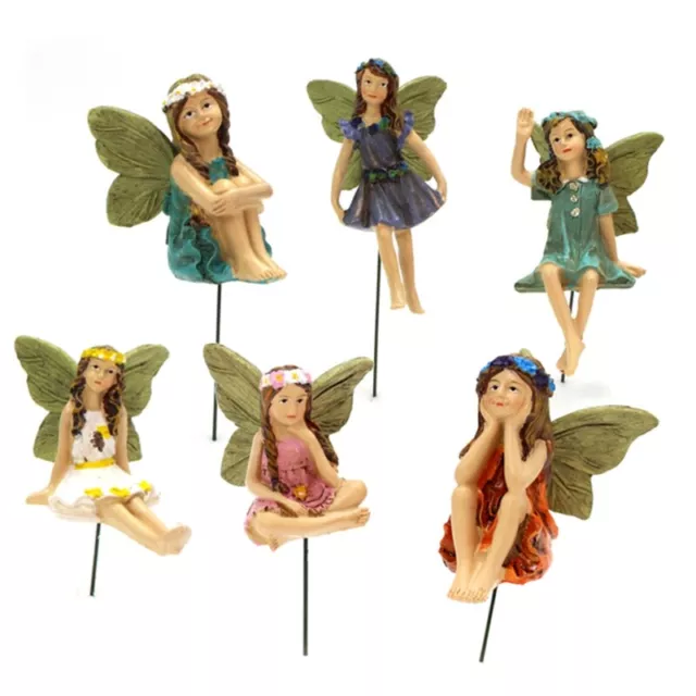 6 Pieces Miniature Garden Fairies Figurines Resin Mini Statue Figure