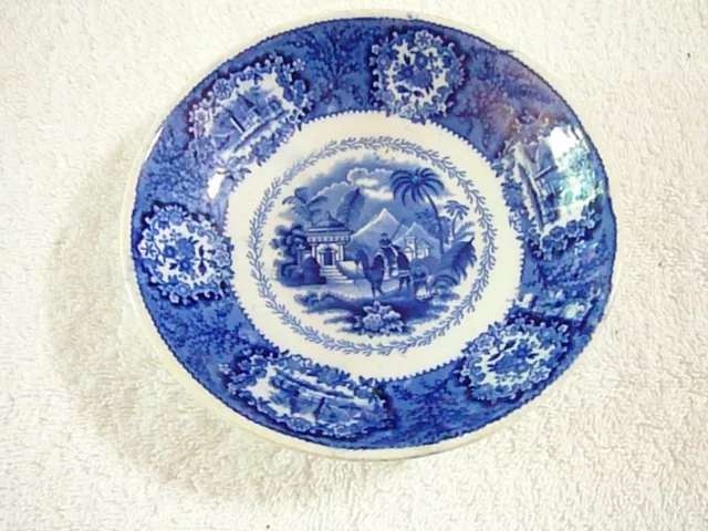 Vintage Antique Blue Transferware Plate Dish Bowl Camel Middle East Design 6"