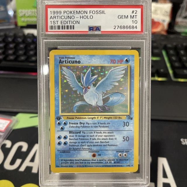 1999 Pokemon Fossil 1St Edition Holo Articuno #2 Psa 10 Gem Mint
