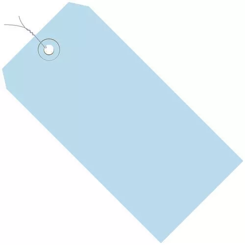 MyBoxSupply 6 1/4 x 3 1/8" Light Blue 13 Pt. Shipping Tags - Pre-Wired, 1000 Per