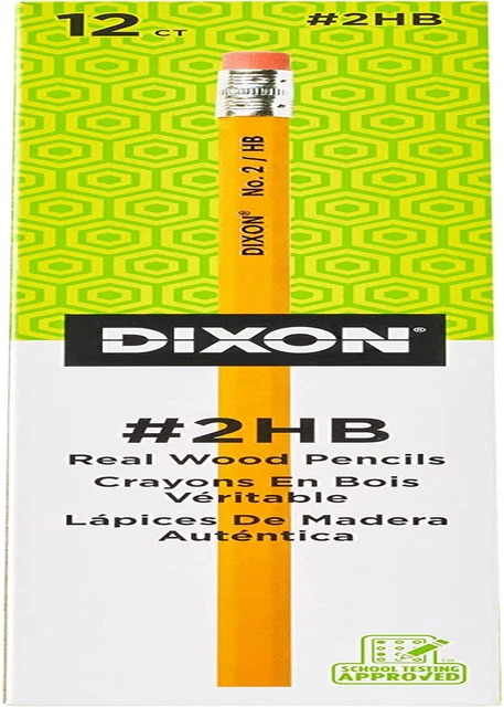 Dixon No. 2 Yellow Pencils, Wood-Cased, Black Core, #2 HB Soft, 12-Count (14402)
