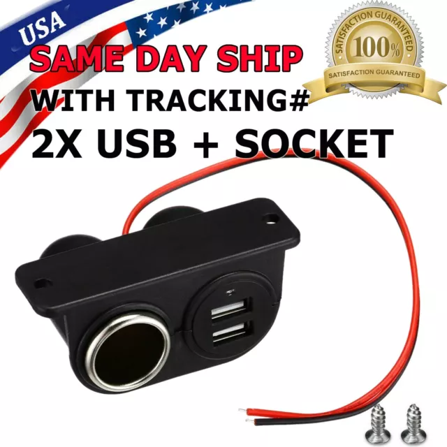 Dual USB 12V Car Cigarette Lighter Socket Splitter Charger Power Adapter Outlet