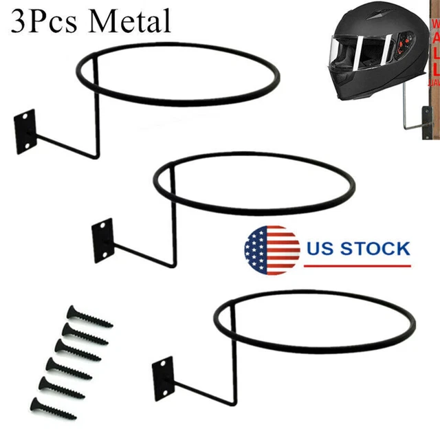 3Pcs Motorcycle Helmet Holder Hook Jacket Bag Display Rack Wall Mount Hanger USA