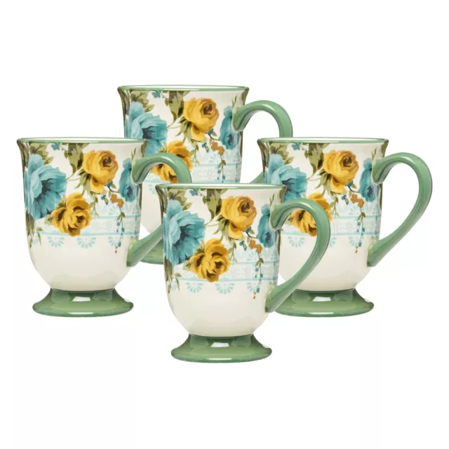 The Pioneer Woman Rose Shadow 4-Piece 18-Ounce Latte Mug Set