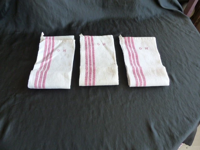 Lot De 4 Torchons Anciens Neufs - Métis, Damier Rouge, 65x60cm