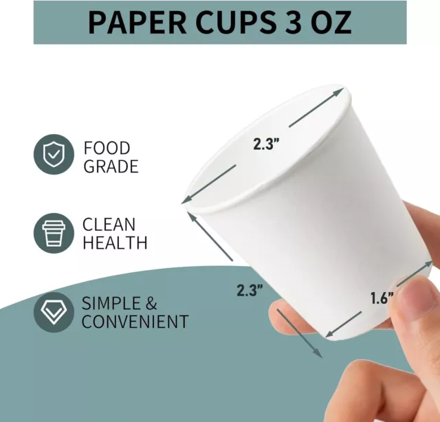 3 Oz. Small Paper Cups, Disposable Mini, Bathroom Mouthwash Cups, CHOOSE QTY 3