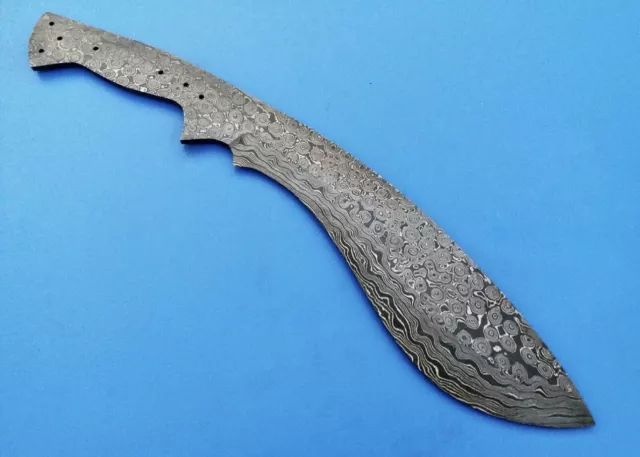 12” CUSTOM HANDMADE DAMASCUS STEEL HUNTING KUKRI KNIFE BLANK BLADE Full Tang