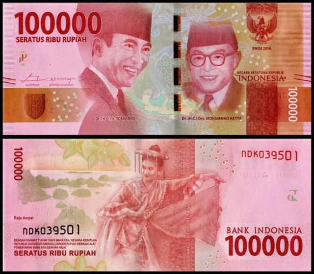 Indonesia 100,000 Rupiah Banknote, 2019, P-160d, UNC