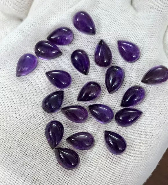 [Wholesale] Natural Amethyst Cabochon Pear Shape Loose Gemstone