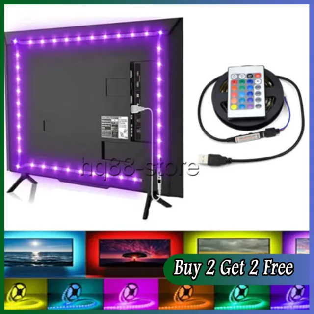 TV Backlight LED Strip Lights USB RGB 5050 Lighting Strips + Remote Control UK