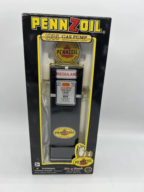 1936 PENNZOIL DIE CAST REPLICA GAS PUMP BANK LIGHTED BLACK 1:8 in Box