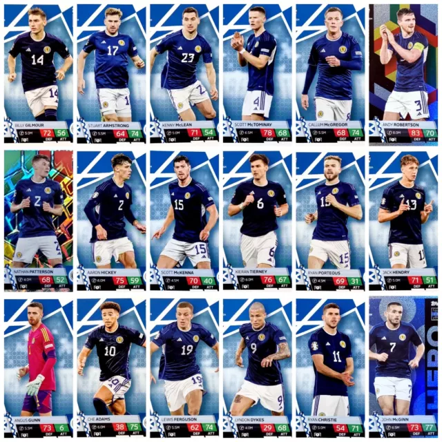 TOPPS UEFA EURO 2024 Match Attax -- Team Scotland -- 18 Cards -- Trading Card