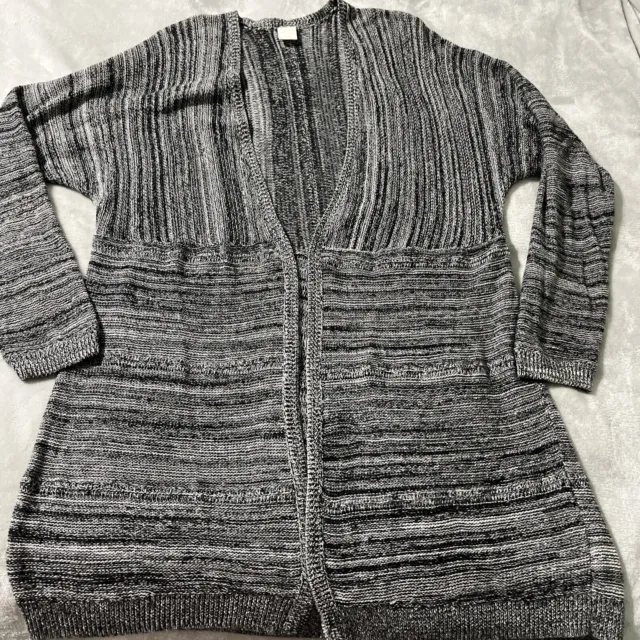 WILD PEARL Nordstrom Women's Open Knit Cardigan Sweater Wrap Swing Black Medium