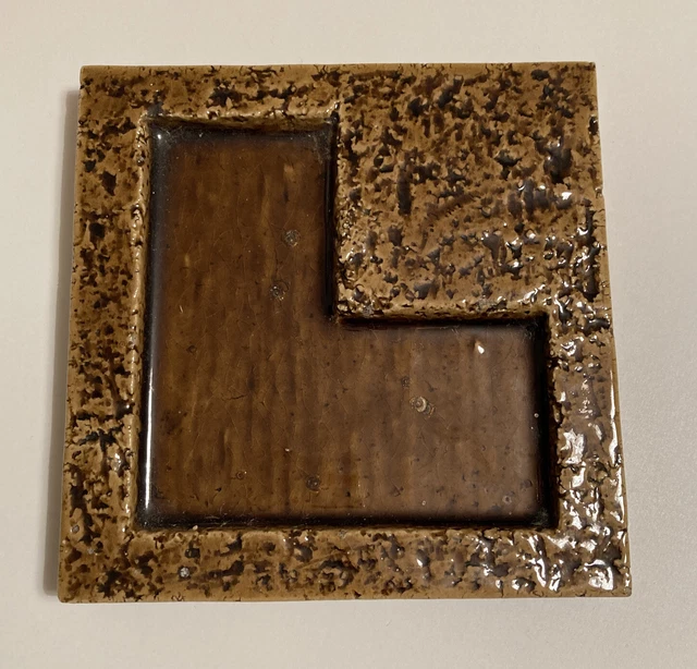 Vintage Mid Century Ceramic Tile / Ashtray / Shallow Dish - Textured - Thick