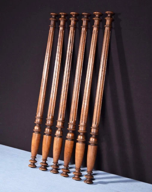*Set of Six 23" French Antique Solid Walnut Posts/Pillars/Columns Salvage