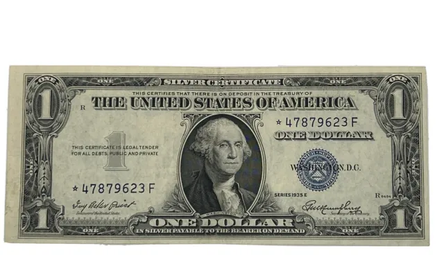 Series 1935 E Blue Seal $1.00 One Dollar Silver Certificate Star Note Crisp