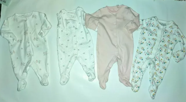 Baby Girls Bundle Up To 1 Month Cotton Sleepsuits Babygros Bodysuits 