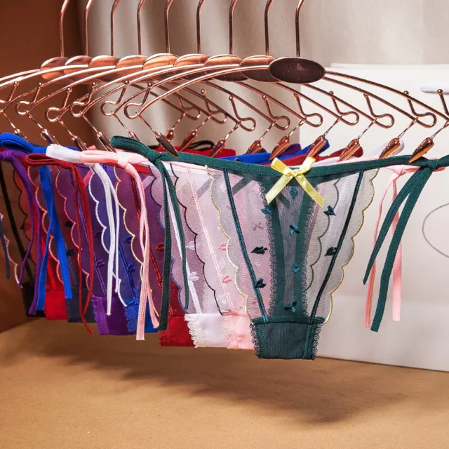 Women Satin Briefs Panties Lace Sheer Knickers Underwear Lingerie