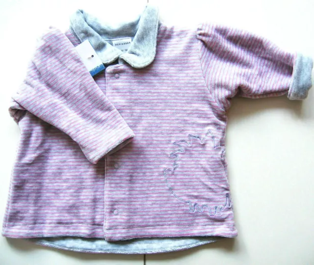 Nicki Jacke Gr.50 56 Schiesser NEU velour grau pink Igel newborn baby