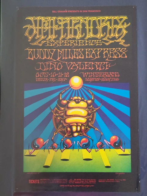 Jimi Hendrix Rick Griffin Authentic 1968 Bil1 Graham BG-140 1st VG - EX Jimi Hendrix Rick Griffin Authentic 1968 Bil1 Graham BG-140 1st VG - EX
