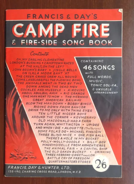 Vintage Sheet Music Francis Day’s Camp Fire Fire Side Song Book 40 + Tunes